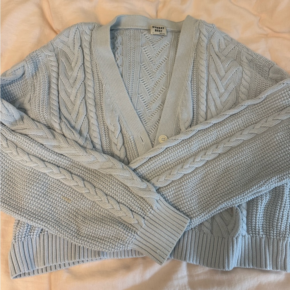 Sunday Best Light Blue Cable Knit Cardigan